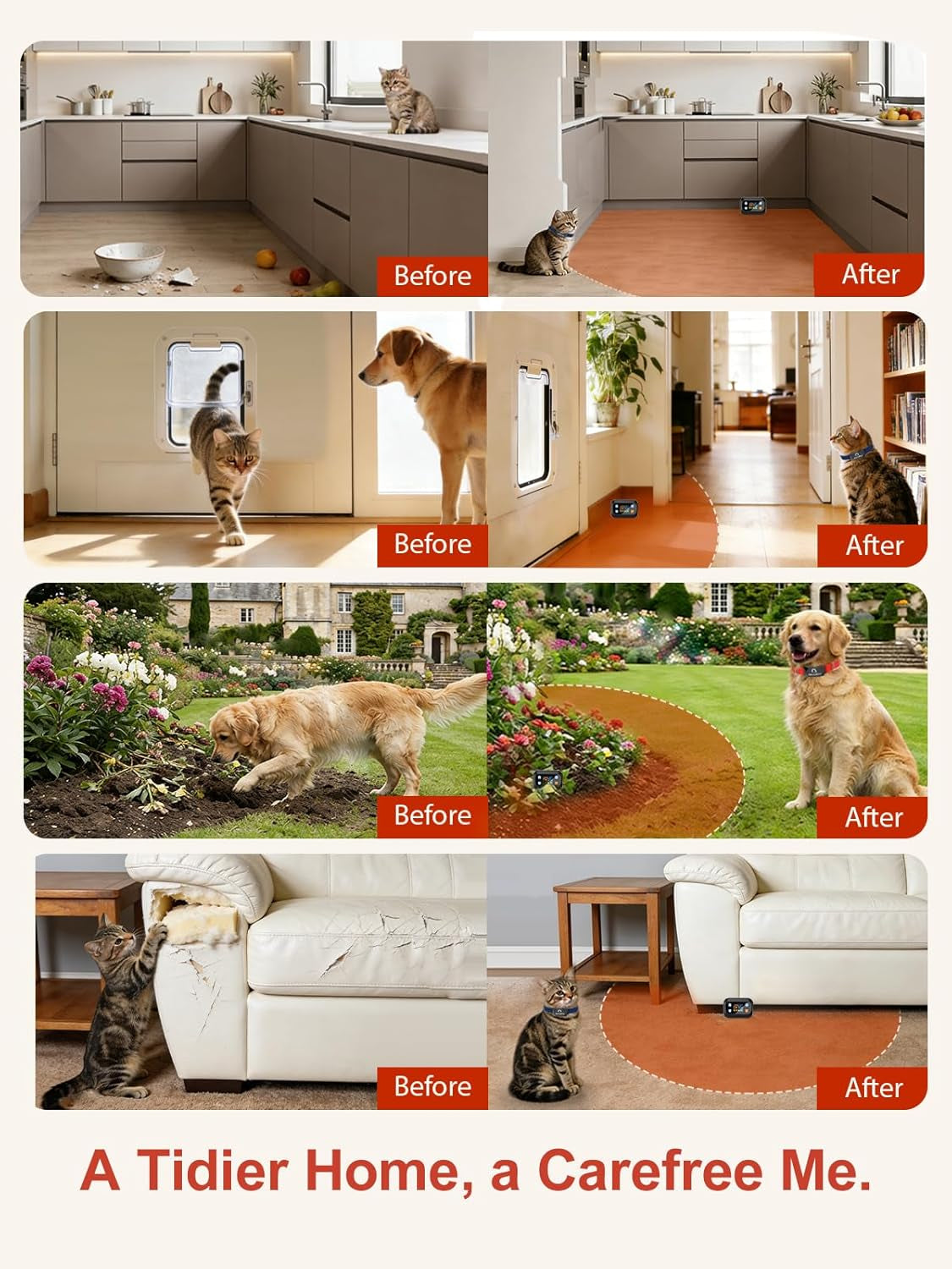 Wireless Pet Barrier Indoor Outdoor Dogs Cats Adjustable Range Waterproof