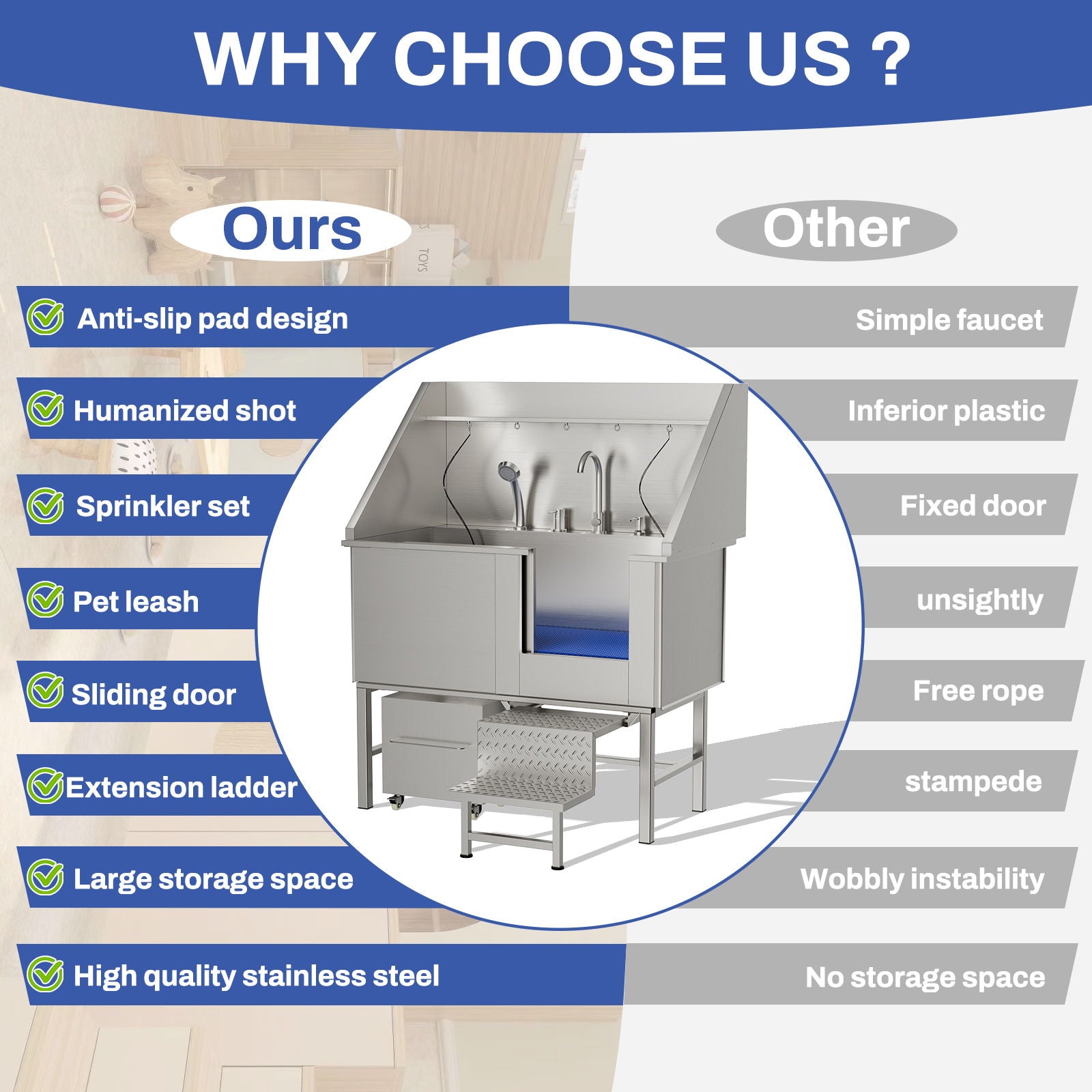 Stainless Steel Dog Washing Station With Seamless Design And Accessories - Silver